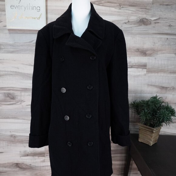 donnybrook Jackets & Blazers - Donnybrook Coat Womens Black Wool Blend Peacoat Double Breasted